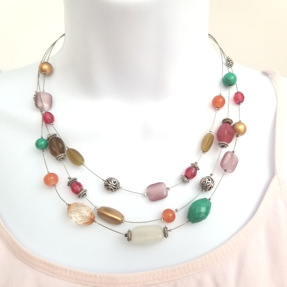 3 strand colorful wire necklace, Lia Sophia (3-10)